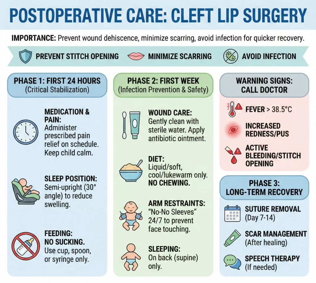 Post-Op Care for Cleft Lip Repair steps