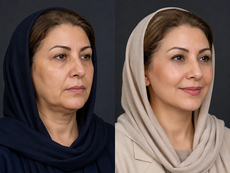 فیس لیفت چه تغییراتی در چهره ایجاد میکند؟ تصویر قبل بعد از لیفت صورت توسط دکتر آرمین اکبری