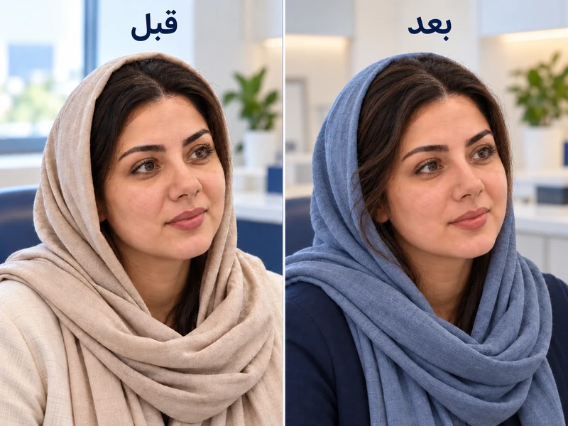 تصویر مفهومی مقایسه فرم بینی گوشتی؛ قبل در سمت چپ و بعد در سمت راست